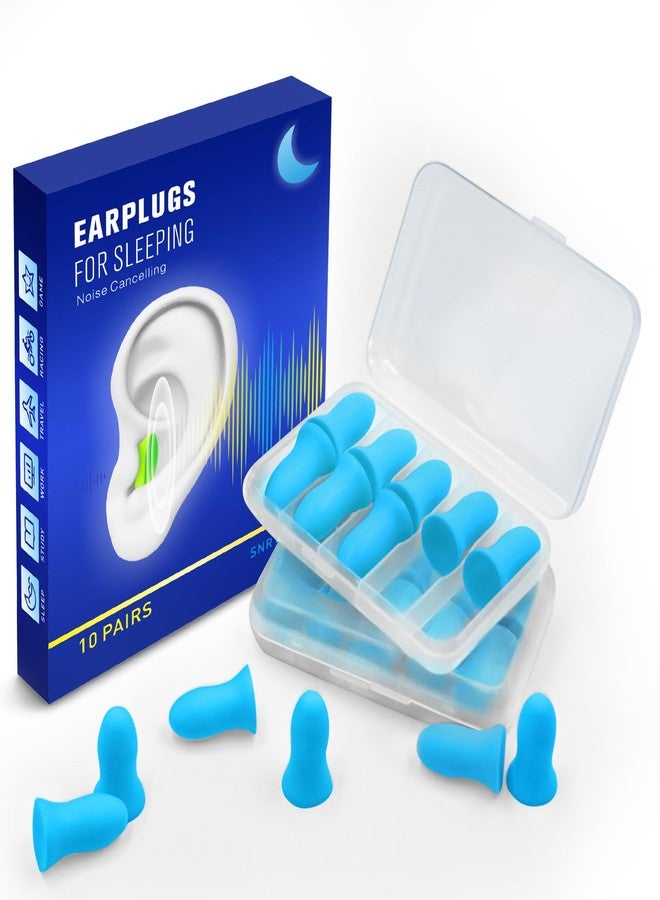 Yunaeduo Ear Plugs for Sleeping Noise Cancelling - 40dB Ear Plugs for Noise Reduction - Calmer Earplugs for Concert Sleep Travel Study Work - Hearing Protection Sound Blocking - Blue 10 Pairs in 2 Cases - Image 1